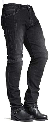 MAXLER JEAN Biker Jeans for men - Slim Straight Fit Motorcycle Riding Pants, 1617 Grey (Size 40)