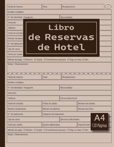 Imagen de Libro de Reservas de Hotel: Libro de control de reservas y huéspedes