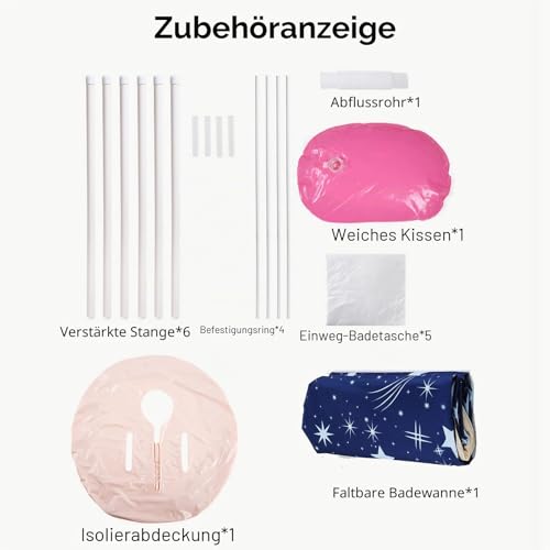 Sinbide Faltende Badewanne - SPA Erwachsenen Wanne Familienbad, 70 x 65 cm Plastikeimer Mit Isolationsbaumwoll (Stern Blau)