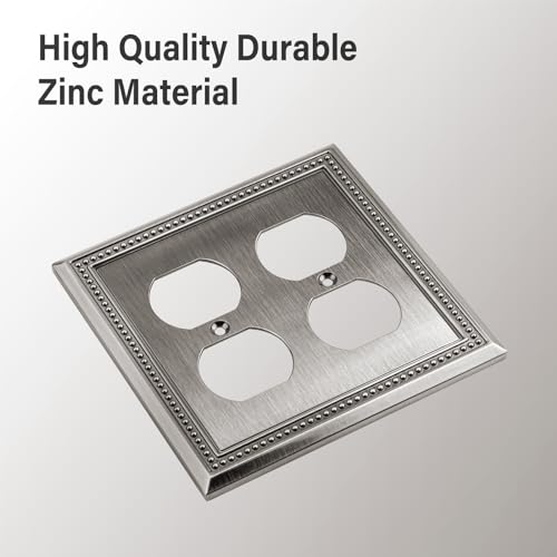 Image of Henne Bery Sunken Pearls Heavy Duty Decorative Wall Plate Switch Plate Outlet Cover (Double Duplex, Heirloom Silver)
