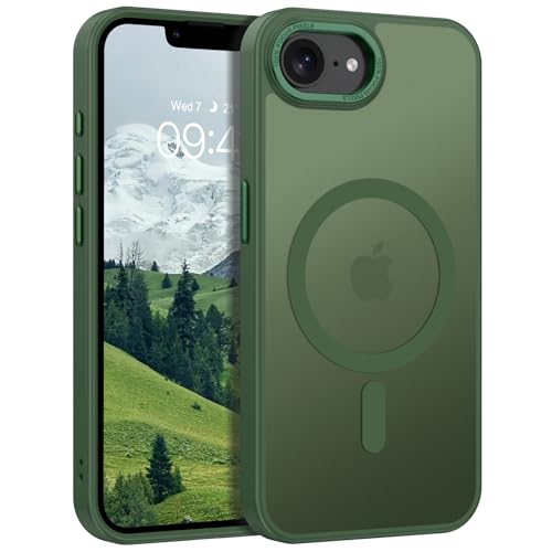 Image of YINLAI for iPhone 16e Case 6.1-inch, Magnetic Slim Matte Anti-Fingerprint, Shockproof Full Body Military Grade Protection for iPhone 16e Cover, Green