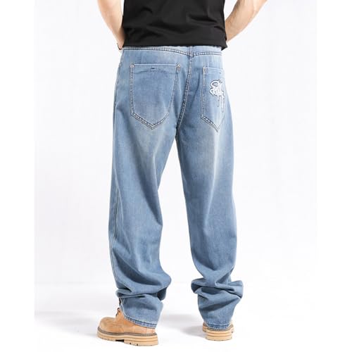 Mens Streetwear Hip Hop Baggy Jeans Graffiti Print Wide Leg Skater Denim Pants3