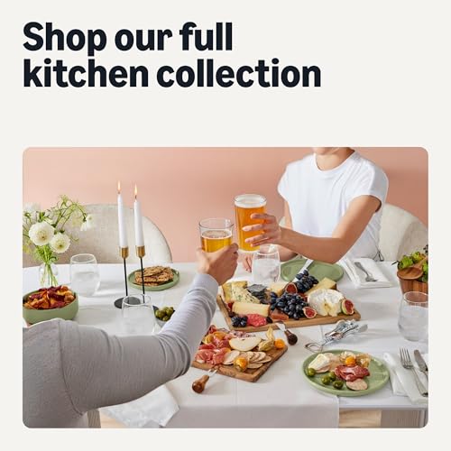 Image of Amazon Basics Glazed Stoneware Appetizer Plates, Ceramic 4-Piece Set, Microwave and Dishwasher-Safe, 6.7 in., Olive