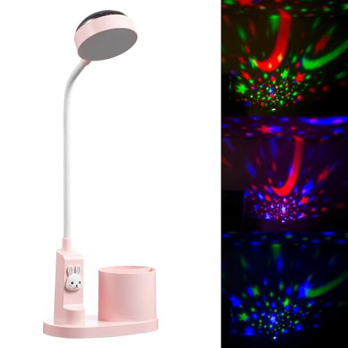 Schreibtischlampe Für Kinder – Dimmbar Mit 3 Farbtemperaturen, Flexibler Arm & USB-Aufladung (Rosa)
