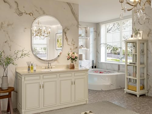 JIINGYO Frameless Oval Mirror, 24"x36" Beveled Oval Vanity Mirrors for Bathroom, Wall Mounted Mirror for Bedroom, Entryway, Living Room, Hangs Horizontally or Vertically by JIINGYO - Image 7