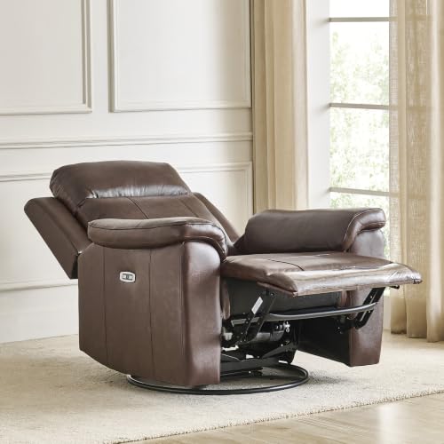 Image of Home Centre Nevil|Electric Recliner | Swivel Recliner|Half Leather|1 Seater Recliner|Brown1 Year Warranty