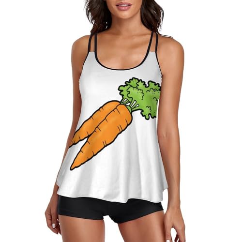 Tankini fantasma para mujer con pantalones cortos de tirantes finos para playa