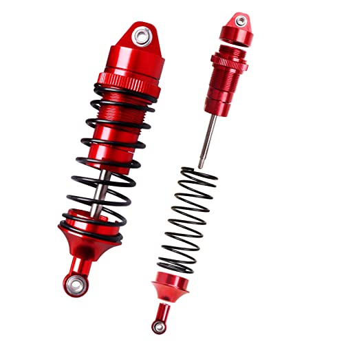 Hobbyfire All Metal Aluminum Rc Shocks Absorber Damper Upgrades Parts For 1/10 Traxxas Slash 4X4 Rustler Vxl 4X4 Stampede 4X4 Hoss 4X4 Rc Truck Replace 5862, 4Pcs (Red) #TOP4