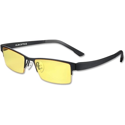 KLIM Optics Blue Light Blocking Glasses - NEW 2023 - Reduce Eye Strain and Fatigue - Gaming Glasses for PC Mobile TV - Blocks 92% Blue Light - Computer Glasses with UV Protection