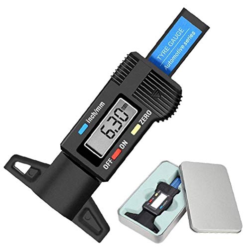 Naisicatar Reifenprofil Tiefenmesser Tragbare Reifentiefenmesser Reifentiefenmessung Mit LCD-anzeige Für Autos SUV Vans Und Trucks Storage Box Schwarz