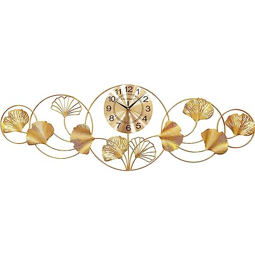 Grande horloge murale Ginkgo Leaf au design élégant d'art mural