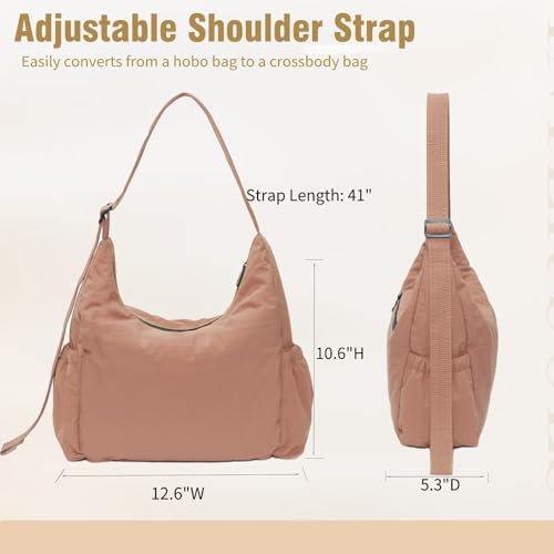Image of Nylon Hobo Crossbody Bags Lightweight Shoulder Bag Large Casual Travel Handbags with Adjustable Strap