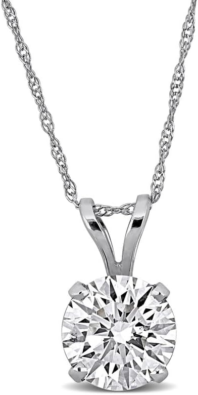 Lab-Grown Diamond Solitaire Pendant -With Unique laser engraved Diamond ID, VVS2 Clarity - D Color , 1/2 to 3 CT - Available in Platinum, 14K Yellow Gold or 14K White Gold- IGI Certified Lab-Grown Diamonds - 18in Chain