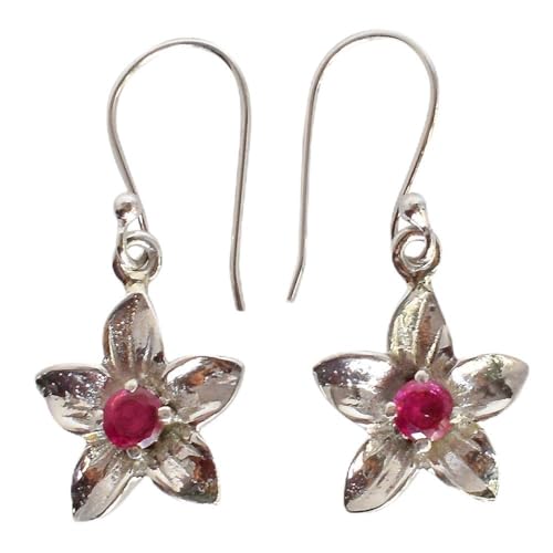 Boucles quartz rubis pendantes argent bijoux pierres précieuses rouges