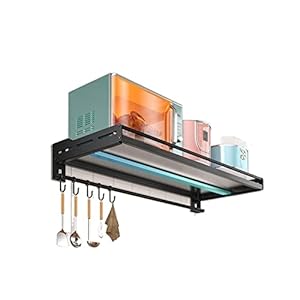 Opbergrek voor magnetron van roestvrij staal, wandgemonteerd ovenrek, niet-geperforeerd multifunctioneel wandgemonteerd opbergrek(A 50cm)
