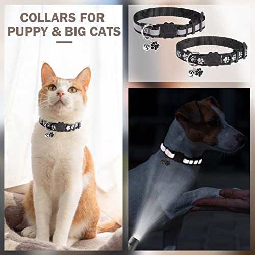 Dillybud Reflective Cat Collars Breakaway For Big Cats/Adult Cats Boys And Girls With Bell And Charm, 3/5" Width Safety Buckle Nylon Kitten Collar, 2 Pack Adjustable Soft Cute Pet Collar For Summer #TOP5