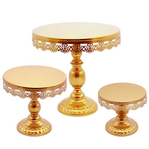 Tortenständer aus Eisen, rund, 20 cm, 25 cm, 30,5 cm, 3 Ebenen, goldfarben 8 inch+10 inch+12 inch Cover