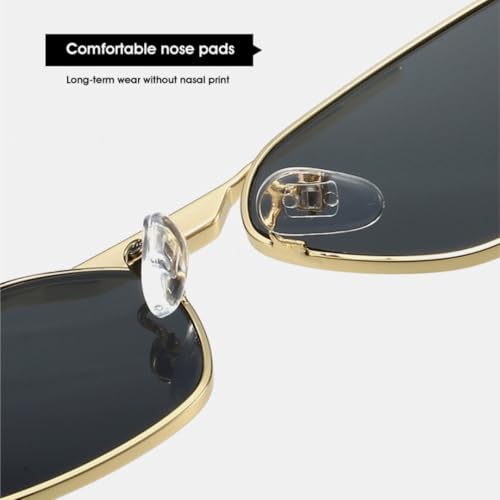 Lunettes de soleil rétro en métal œil de chat monture géométrique robuste - 6
