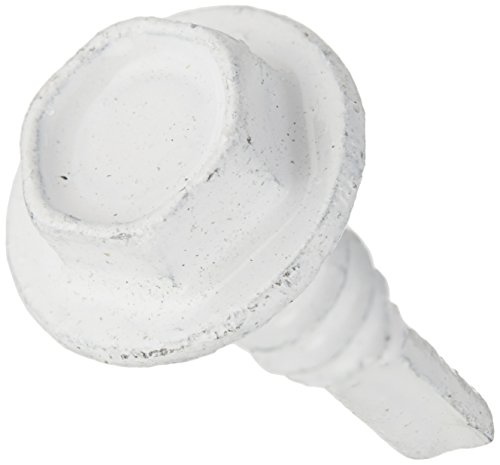 The Hillman Group 560390 8-Inch x 9/16-Inch Washer Head Self Drilling Screw with Painted Head, 100-Pack, White