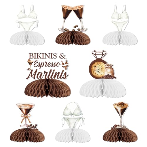 Bikinis y Espresso Martinis - Decoración de despedida de soltera, 8 piezas, centros de mesa de bikinis y martinis, decoración de mesa para mujer, fiesta temática de despedida de soltera, suministros