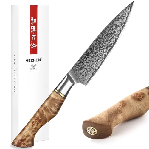 Hezhen Cuchillo Universal De 12.5cm, Hoja Afilada, Patrón De Acero De Damasco, Cuchillo De Pelar Multifuncional Vg10,Cuchillo Profesional Para Frutas, Mango De Madera Ergonómico Hezhen Cuchillo Universal De 12.5cm, Hoja Afilada, Patrón De Acero De Damasco, Cuchillo De Pelar Multifuncional Vg10,Cuchillo Profesional Para Frutas, Mango De Madera Ergonómico