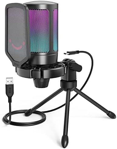 (Renewed) FIFINE USB Gaming Microphone Kit, Plug & Play for PC, PS4/5, 192 kHZ Condenser Cardioid Microphone Set with Mute Button, Volume Gain, RGB, Arm Stand, for Streaming, Discord, Twitch, Video