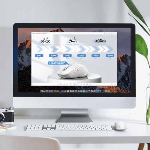 Image of TECKNET 2-in-1 Bluetooth Mouse (BT 5.0 /3.0+2.4Ghz), 6-Level 4000 DPI White
