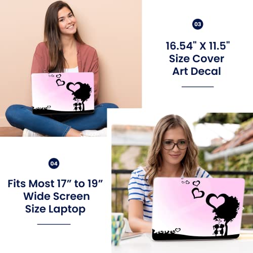 Image of LSS 17 17.3 Inches Laptop Notebook Skin Sticker with 2 Wrist Pads - Reusable Cover Protector Vinyl Sticker Cover Decal Fits 17 inch - 19 inch HP Asus Acer Samsung - Love Night Heart Pattern