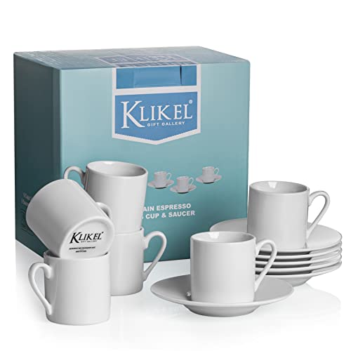 Klikel 60008-ES Espresso Cup And Saucer Set - White Cappuccino Cup - Demitasse Cup thumb #2