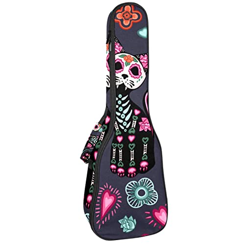 Housse ukulélé ténor rembourrée et imperméable avec motif chat