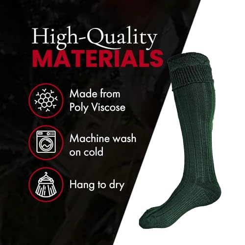 UT Kilts Scottish Kilt Hose, Traditional Scottish Socks for Kilts, Ribbed Design, Pull Up To Cuff Over Your Kilt Hose Flashes