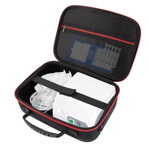 FDFuZhao Nebulizer Bag for Smart Nebulizer Portable Hard Case Desktop Inhaler Nebulizer for Home Travel Use Medicine Storage Bag for Inhaler Spacer Masks Asthma Accessories for Kids and Adults Red