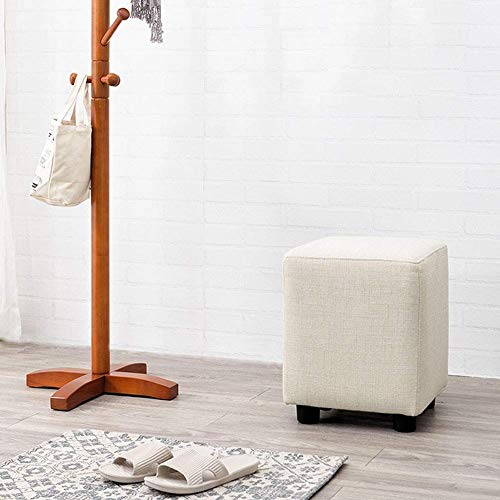 Tabouret carré vert 35x35x44 cm en tissu avec repose-pieds - 3