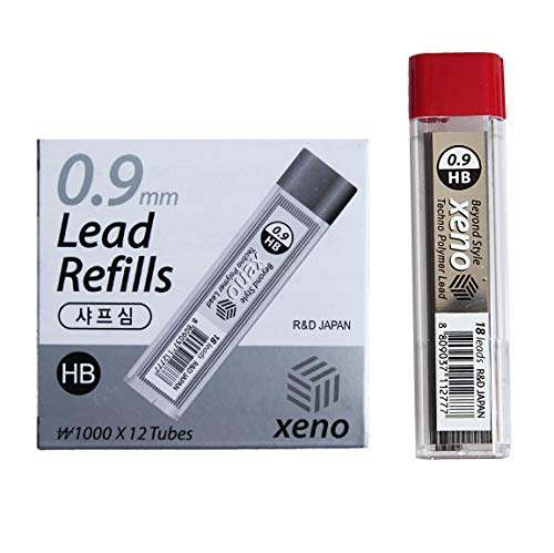 Mine 0,9 mm HB Xeno pour porte-mines | Recharge de 12 tubes pour le dessin et l'écriture