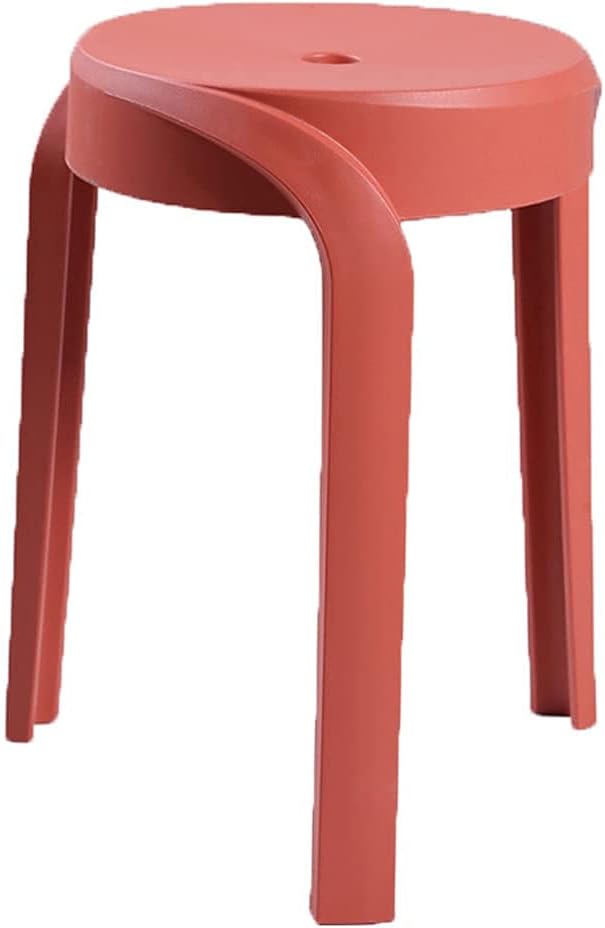 Minimalist Fashion Creative Thickened Plastic Stool Home Dining Stool Creative Stacking Bench Round Stool for Dining/Kitchen/Home Living Roomcasual/Red