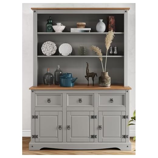 Corona Buffet Hutch Welsh Dresser Large Grey Wax