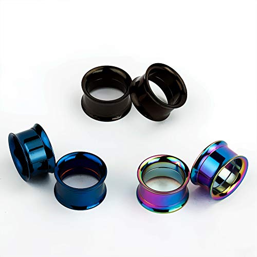 TBOSEN Set of 12 pcs Stainless Steel Ear Plugs Large Double Flare Alloy Gauges Stretching Screw Fit Tunnels Gauge 2g - 1 inch