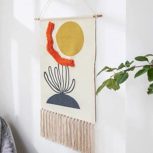 Tapisserie macramé en coton bohème chic 12,5x70cm suspendue pour couloir et salon