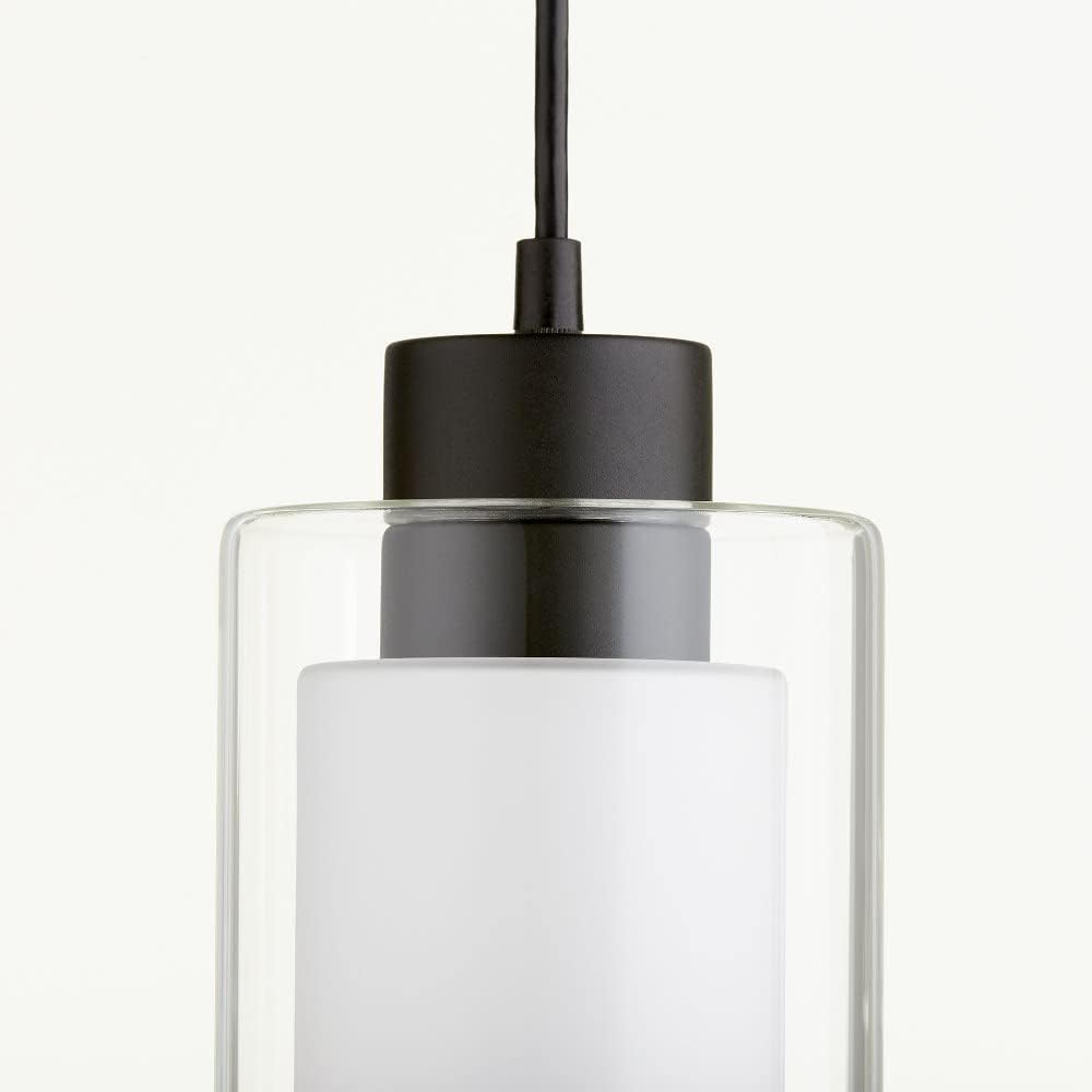 Quorum 882-65 Contemporary Modern One Light Pendant, Satin Nickel Clear and White