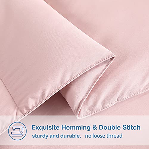 EASELAND Oversized King Down Alternative Comforter - Quilted Duvet Insert for All Seasons, Soft Lightweight with Corner Tabs, Summer Winter Warm Bedding, Pink 98x116 Inches