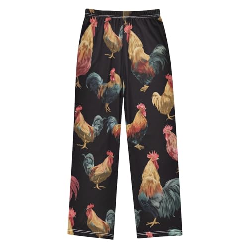 ZZXXB Rooster Pattern Boys Long Pants Soft Trousers Elastic Waist Kids Lounge Bottoms with Pockets S-XL2