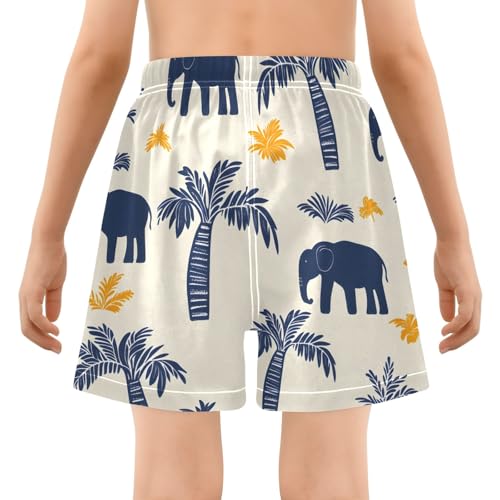 Bolaz Toddler Boys Swimwear Swim Trunks with Compression Liner 4T Palm Trees Elephants3