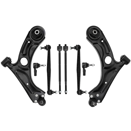 8pc Front Lower Contrl Arms Kit Compatible with Chevrolet Sonic 2012-2019 + Inner & Outer Tie Rod End + Sway Bar Links Front End Suspension kit