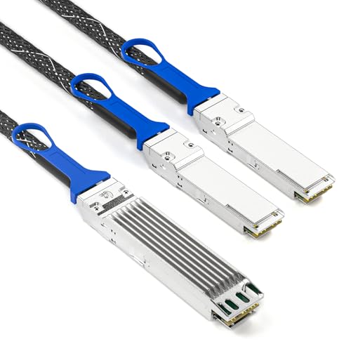 Image of 10Gtek 800Gb /s OSFP DAC Compatible for NVIDIA MCP7Y00-N001, 1-Meter, 26AWG, 8-Channel OSFP Fin-top Breakout to 2x400G Flat-top Cable, NDR Infiniband and Ethernet Solutions