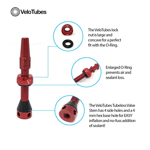 Válvula sin cámara Presta VeloTubes de aleación ligera de 55 mm para evitar pérdidas de aire 4