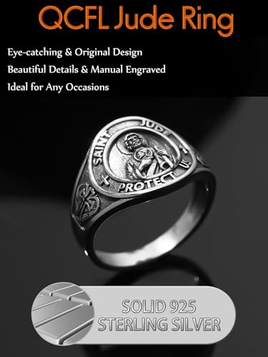 Religious Ring For Men 925 Sterling Silver Saint Ring Gift For Men Husband Father Grandpa Son Size #8-132