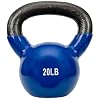 Sunny Health & Fitness Vinyl Coated Cast Iron Kettlebell 5-25 lb | Full-Body Strength, Power-Based Workouts, Wide Textured Handle, Floor-Friendly Design, Available in 5, 10, 15, 20, 25 lb