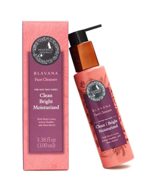 The Ayurveda Experience A. Modernica Naturalis Blavana Face Cleanser, Cleans, Moisturizes and Brightens Dry Aging Skin, 3.38 fl oz, for Mature Skin, with Black Gram, Hyaluronic Acid and Licorice