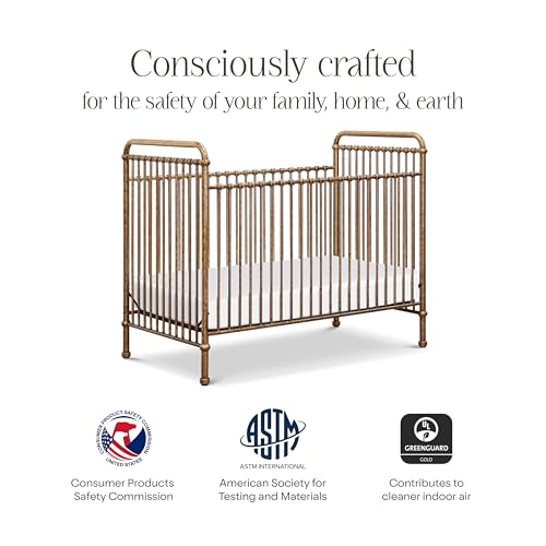 Namesake Abigail 3-in-1 Convertible Baby Crib (Gold) - GREENGUARD Gold Certified - Convertible Crib to Toddler Bed and Daybed - Baby Bed w/ 4 Adjustable Heights - Vintage Baby Crib Convertible - Thumbnail 5