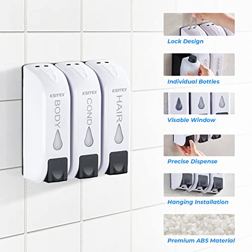 Shower Soap Dispenser Wall Mounted, Shower Dispenser 3 Chamber For Bathroom, Ksitex 35.5Oz/1050Ml #TOP1